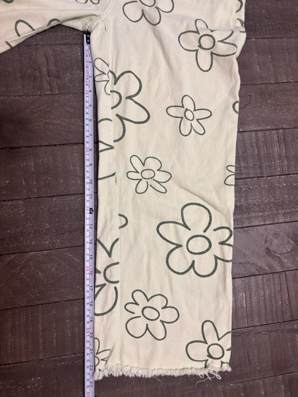 Bailey Rose light green retro like cropped Wide Leg  flower jean pants Womens 5 - Picture 8 of 8